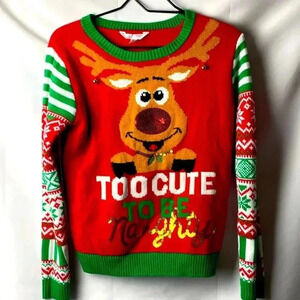 NO BOUNDARIES WO JR SIZE 7/9  CHRISTMAS SWEATER TOO CUTE TO BE NAUGHTY